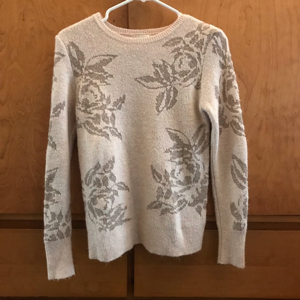 Light Pink Sweater with Gold Roses